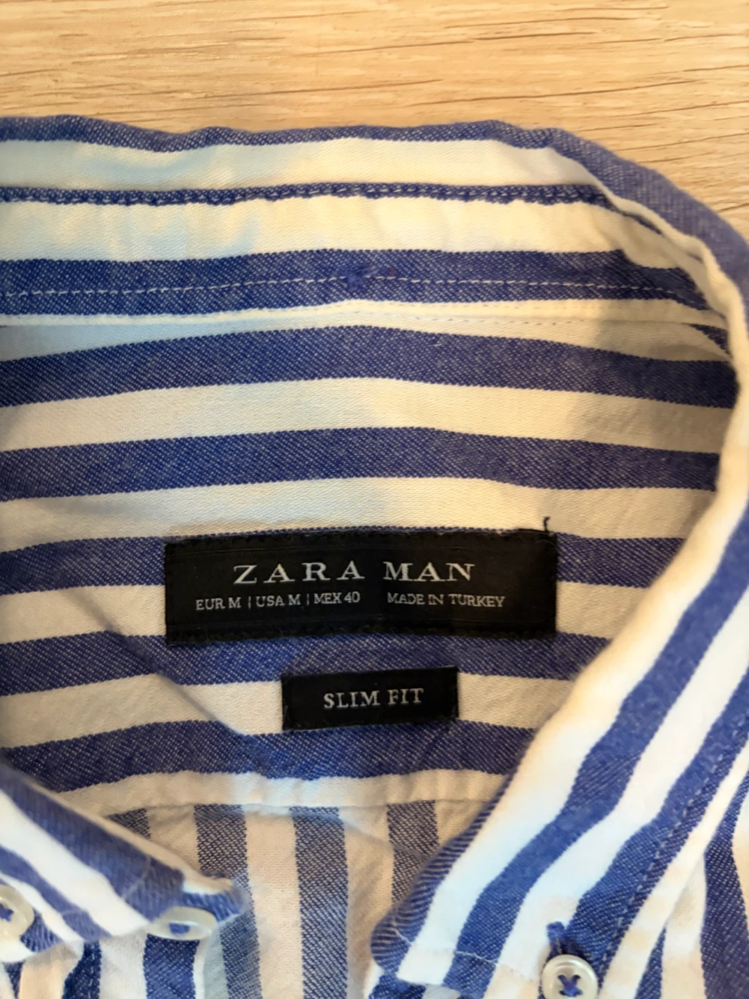 Zara Man Blue & White Striped Button-Up Shirt - Slim Fit - photo 2