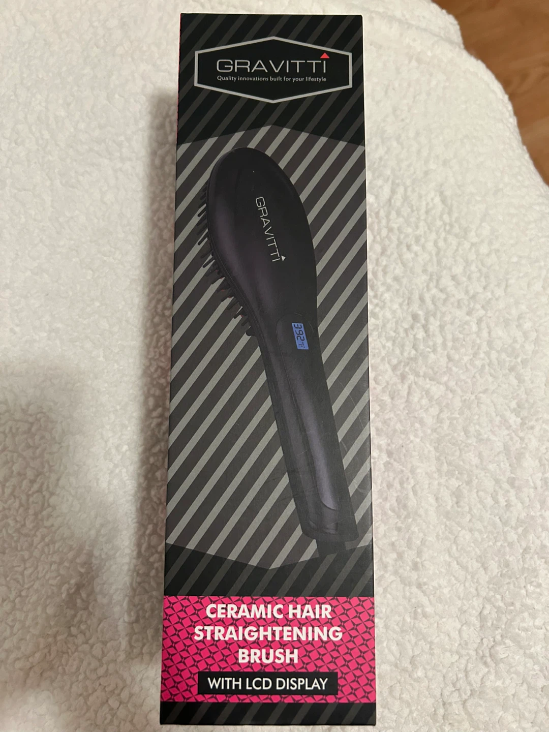 GRAVITTI Ceramic Hair Straightening Brush with LCD Display