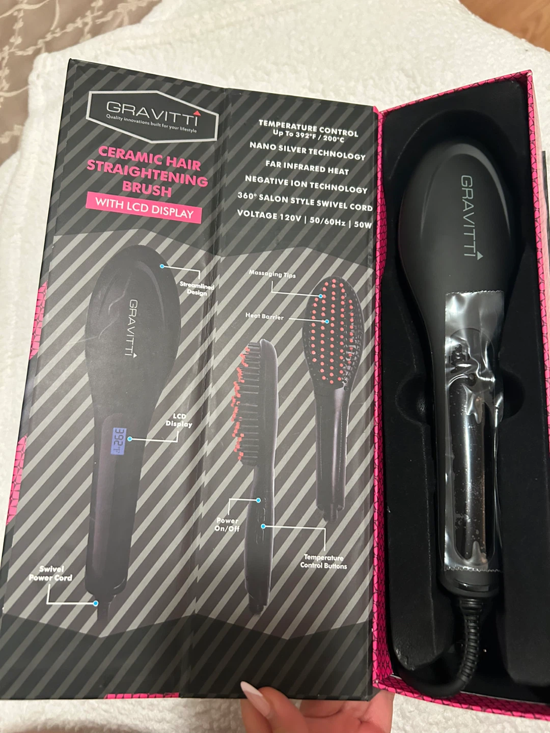 GRAVITTI Ceramic Hair Straightening Brush with LCD Display - photo 3