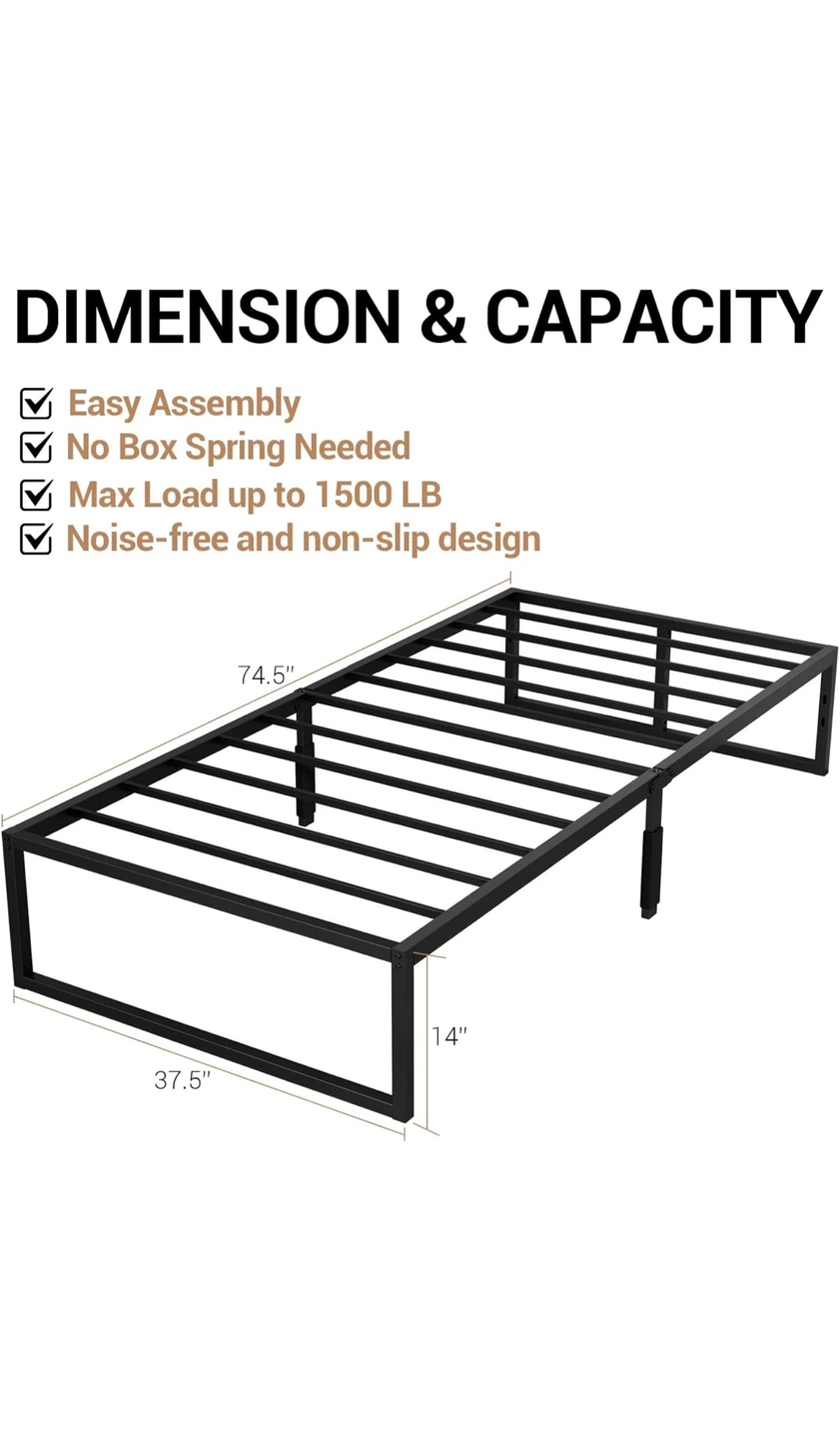 Twin Bed Frame with Mattress(10 inch)+ topper mattress - photo 4