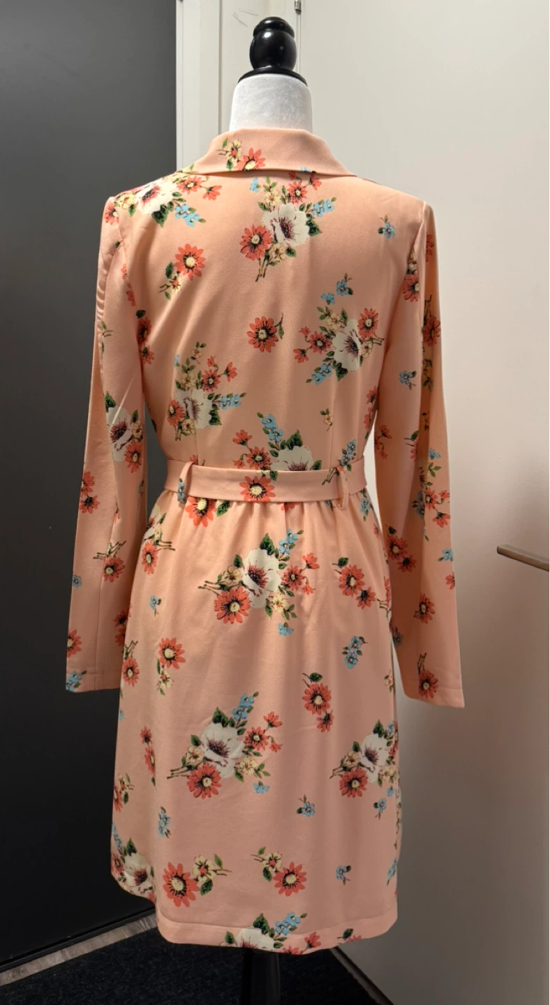 ModCloth Floral Pink Trench Coat/ Dress M - photo 2