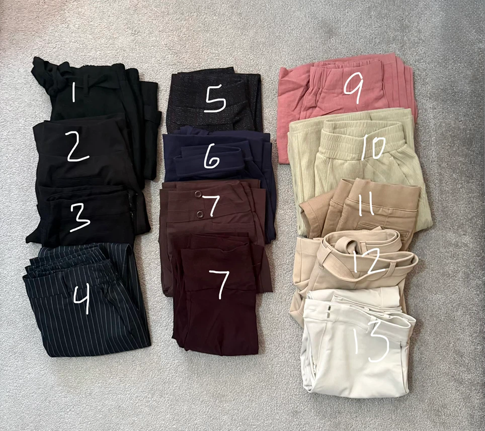 Women’s Work Pants and Lounge. Small, various brands