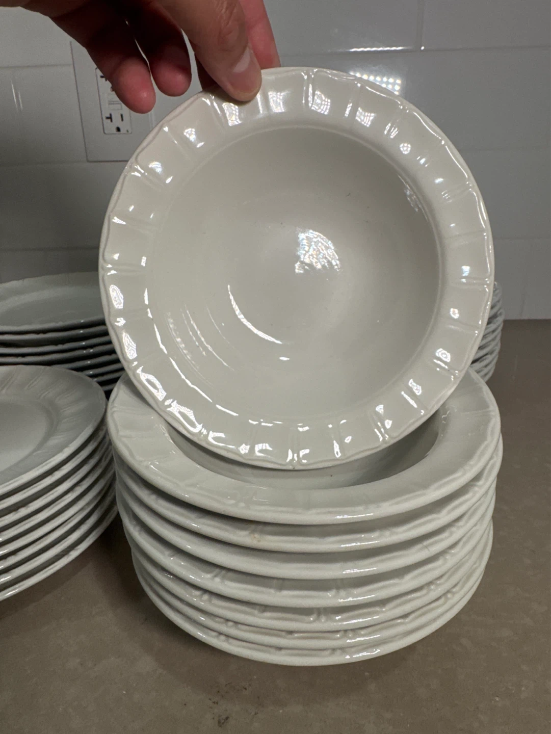 Red - Cliff Ironstone fine china Sydenham White Dinnerware Set - photo 3