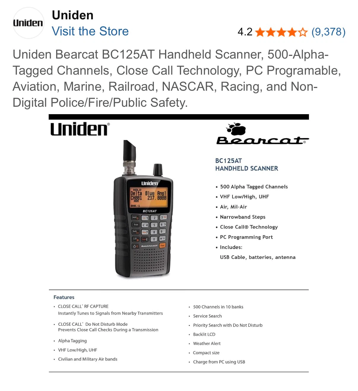 Uniden Bearcat Handheld Scanner - photo 2