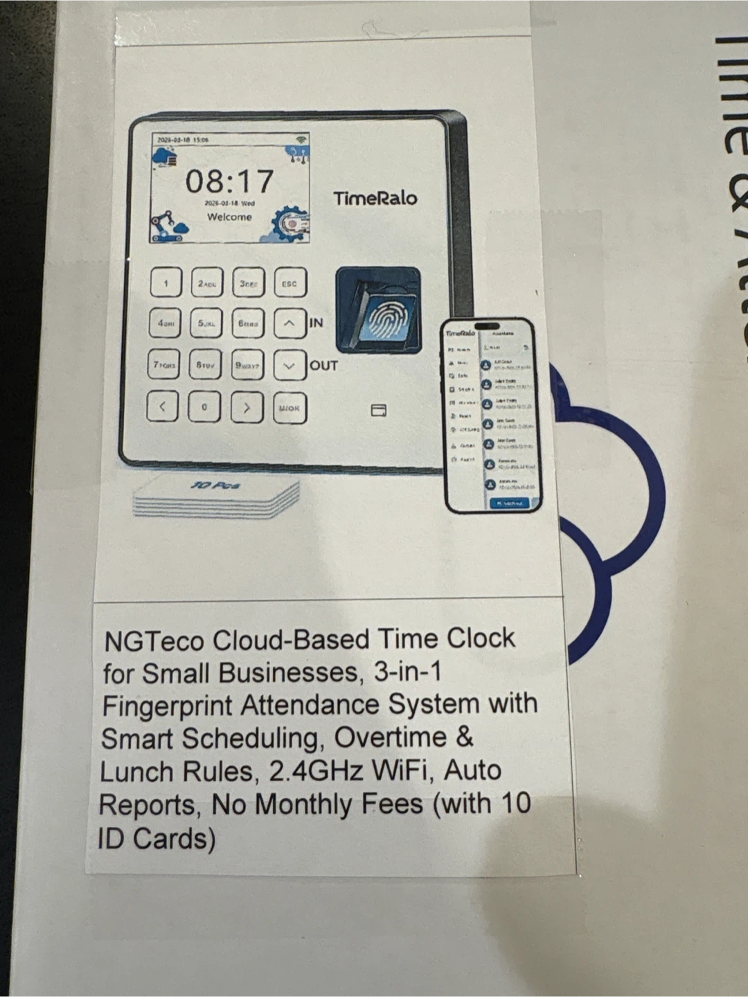 TimeRalo Cloud-Based Time Clock - Fingerprint Attendance System