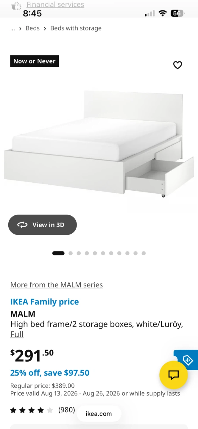 Ikea double bed + mattress