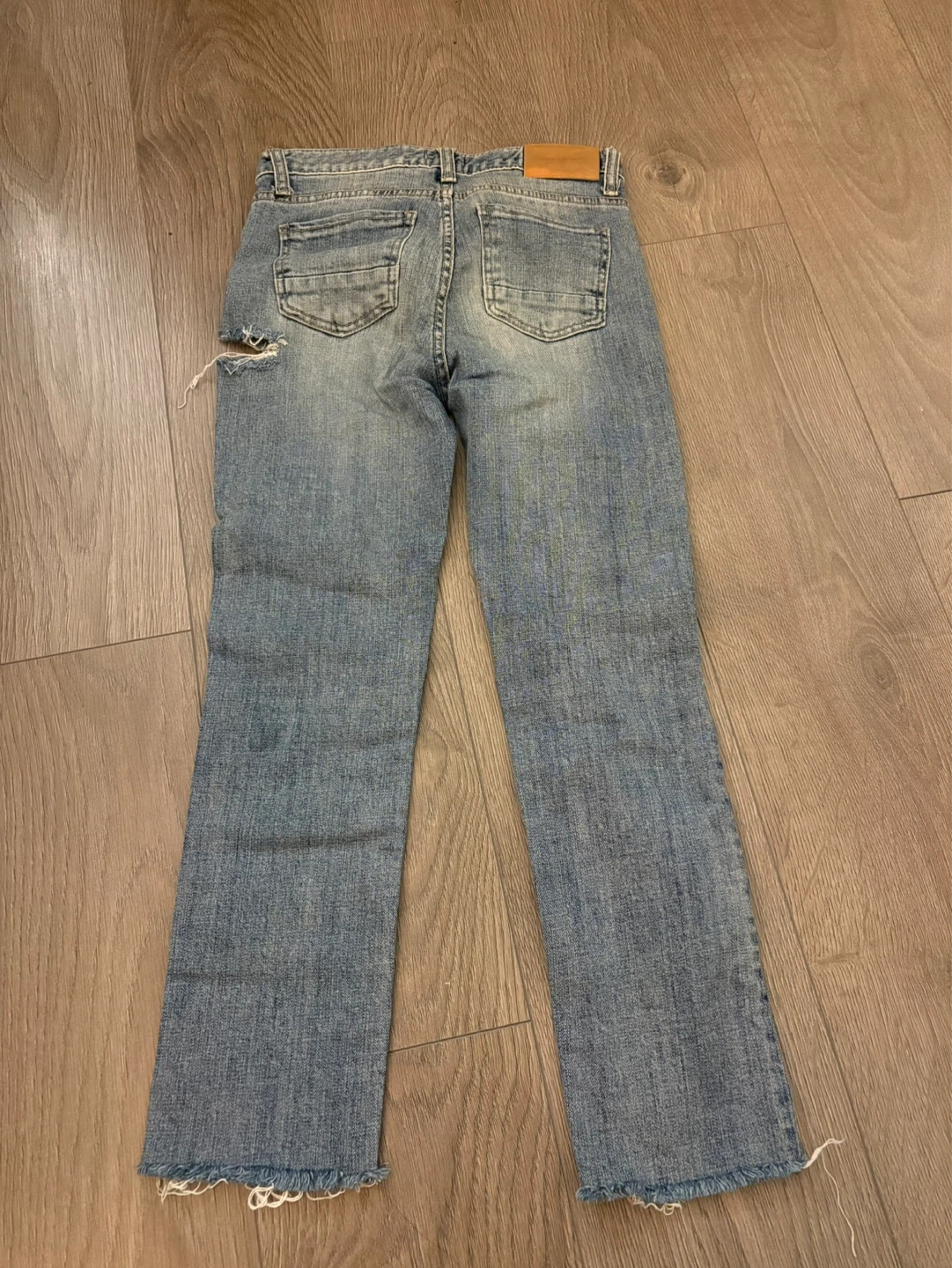 Light Wash Denim Jeans with Rips - photo 2