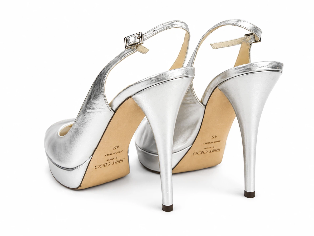 Jimmy Choo Silver Slingback Heels - Size 40 - photo 2