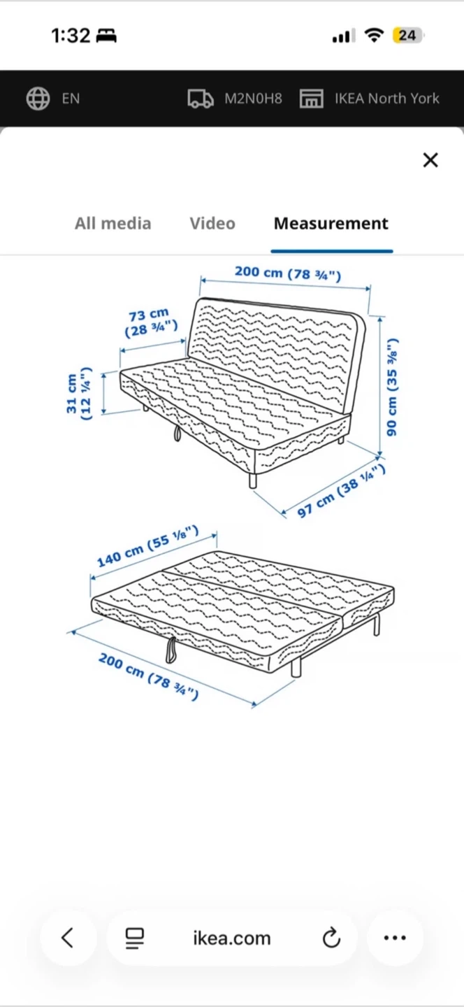 IKEA NYHAMN 3-Seater Sofa Bed with Knisa Gray/Beige Cover - photo 3