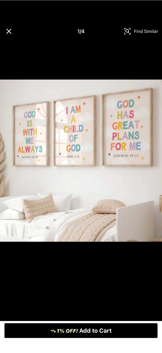 Set of 3 Christian Prints for Kids' Room