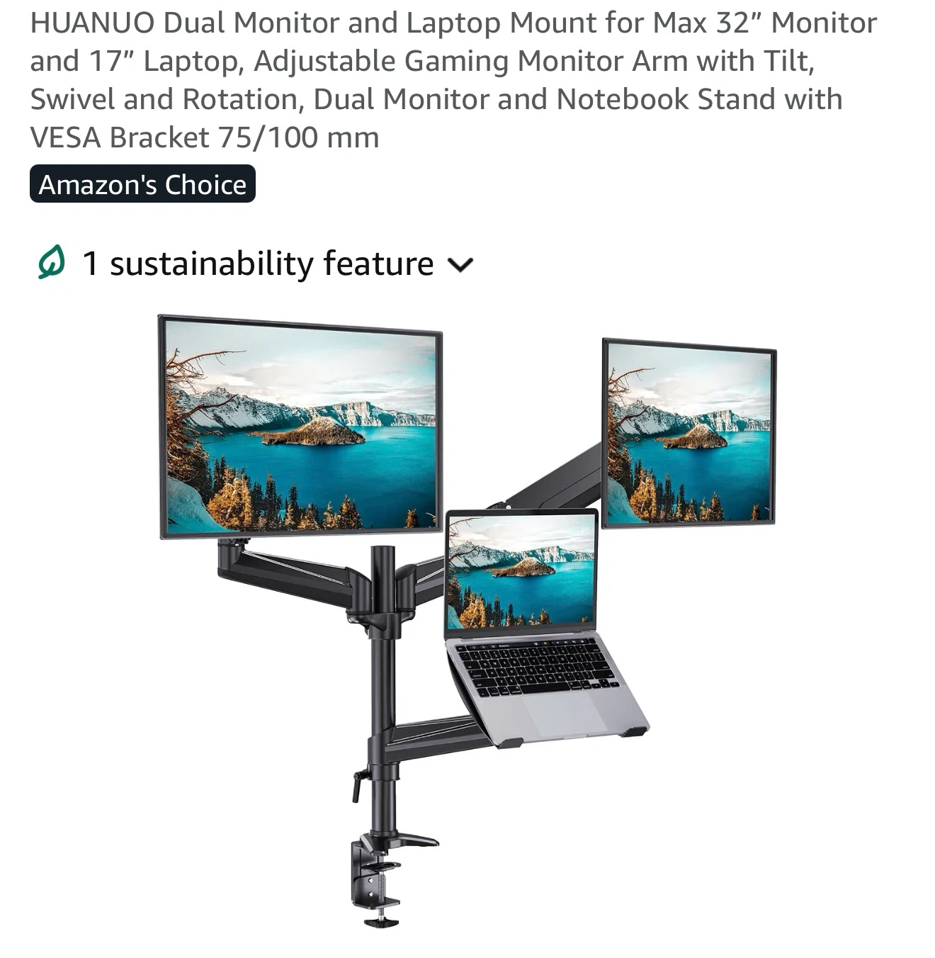HUANUO 3-in-1 Desk Mount for Monitors and Laptop MLS
