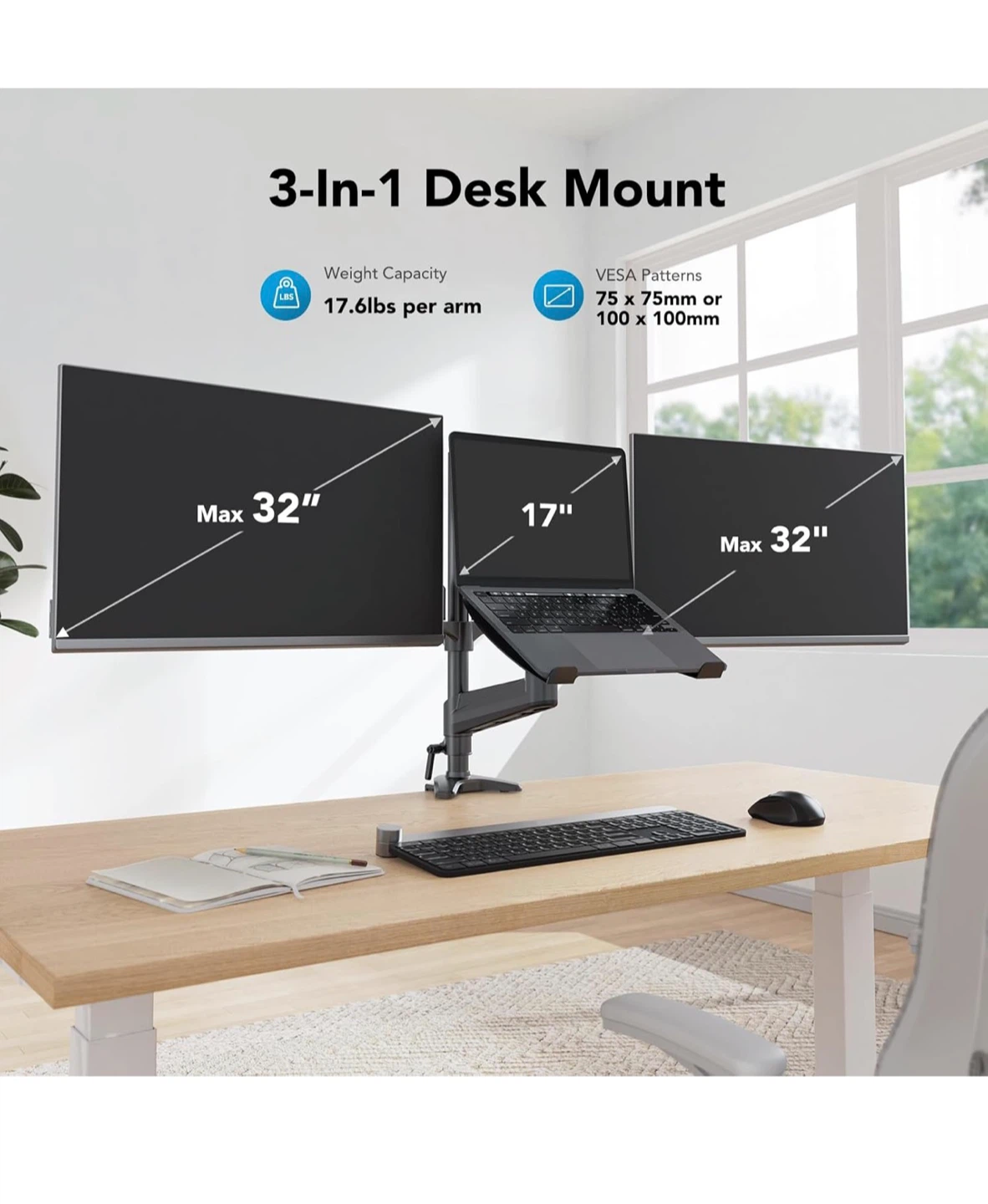 HUANUO 3-in-1 Desk Mount for Monitors and Laptop MLS - photo 2