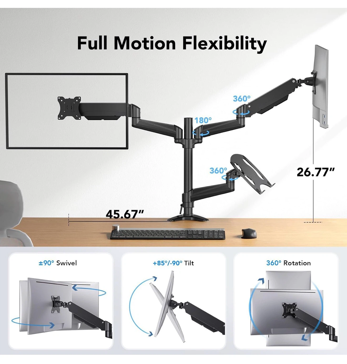 HUANUO 3-in-1 Desk Mount for Monitors and Laptop MLS - photo 3