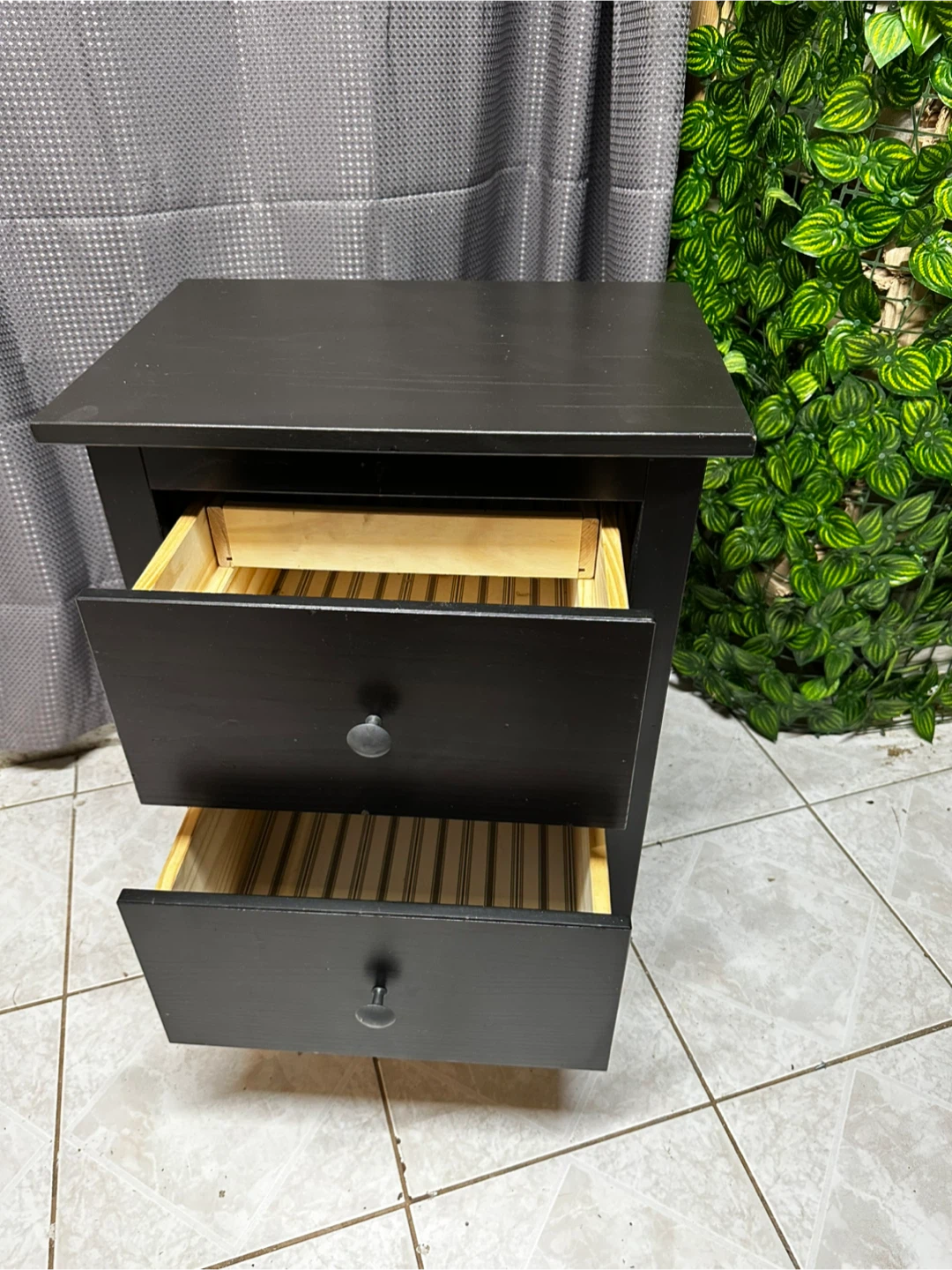 Black 2‑Drawer Side Table / Nightstand - photo 2