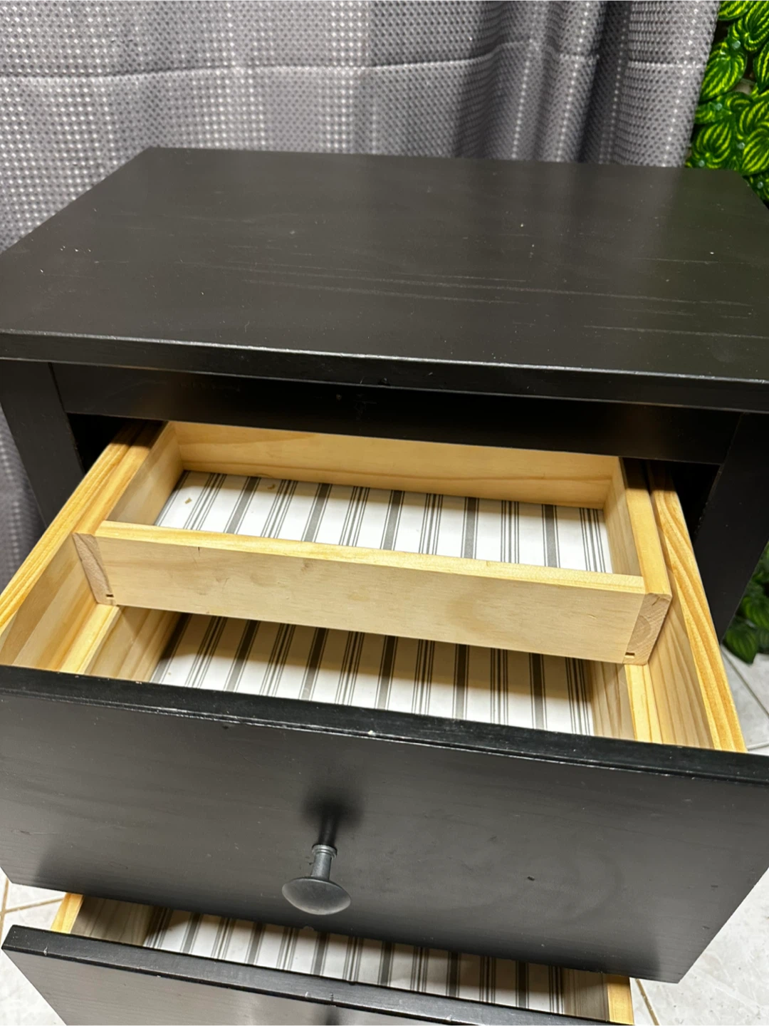 Black 2‑Drawer Side Table / Nightstand - photo 3