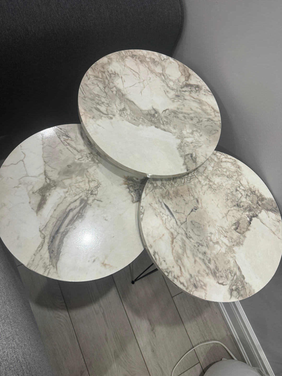 Set of 3 Nesting Side Tables - Marble Look