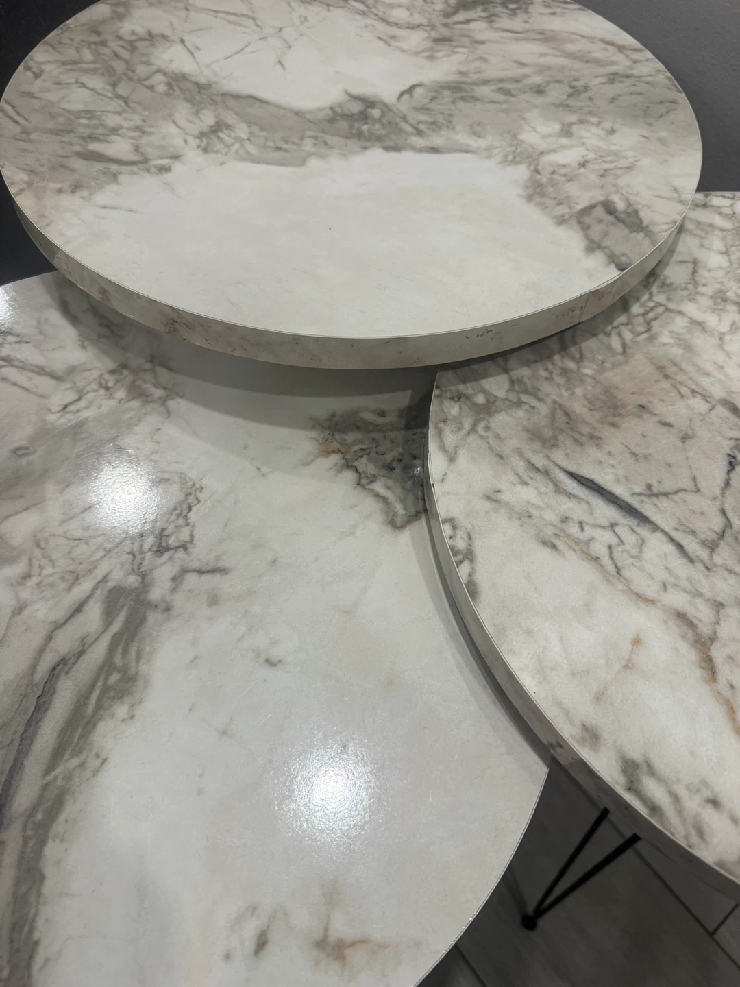 Set of 3 Nesting Side Tables - Marble Look - photo 3