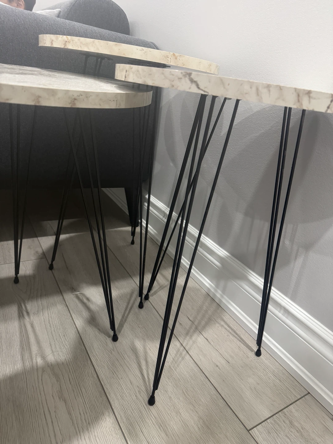 Set of 3 Nesting Side Tables - Marble Look - photo 4