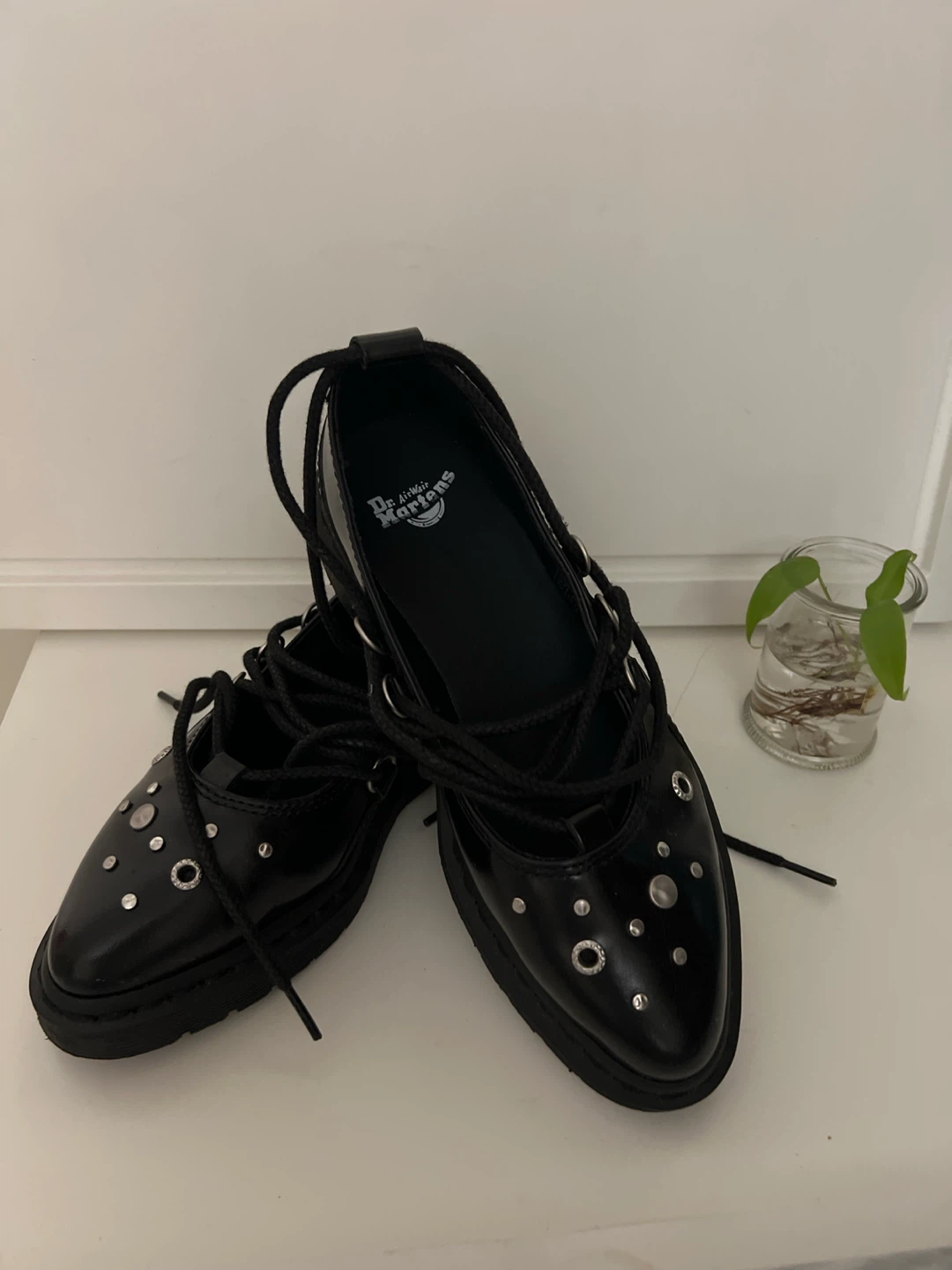 Dr. Martens Black Leather Studded Mary Jane Shoes