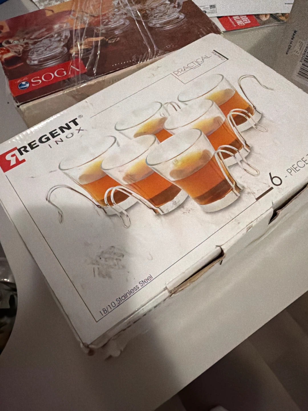 Regent Inox 6 Piece Glass Tea Cup Set