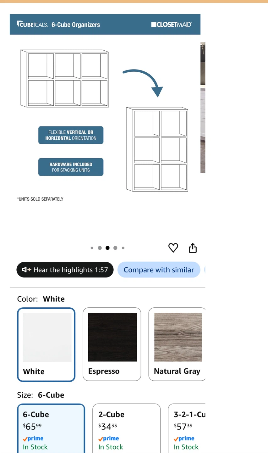 Cubeicals 6 Cube Storage Shelf Organizer Bookshelf White - photo 2