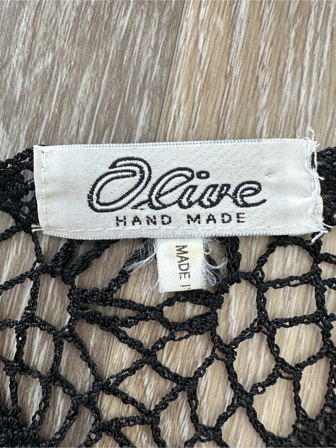 Vintage OLIVE Black Hand Crochet Cardigan - photo 2