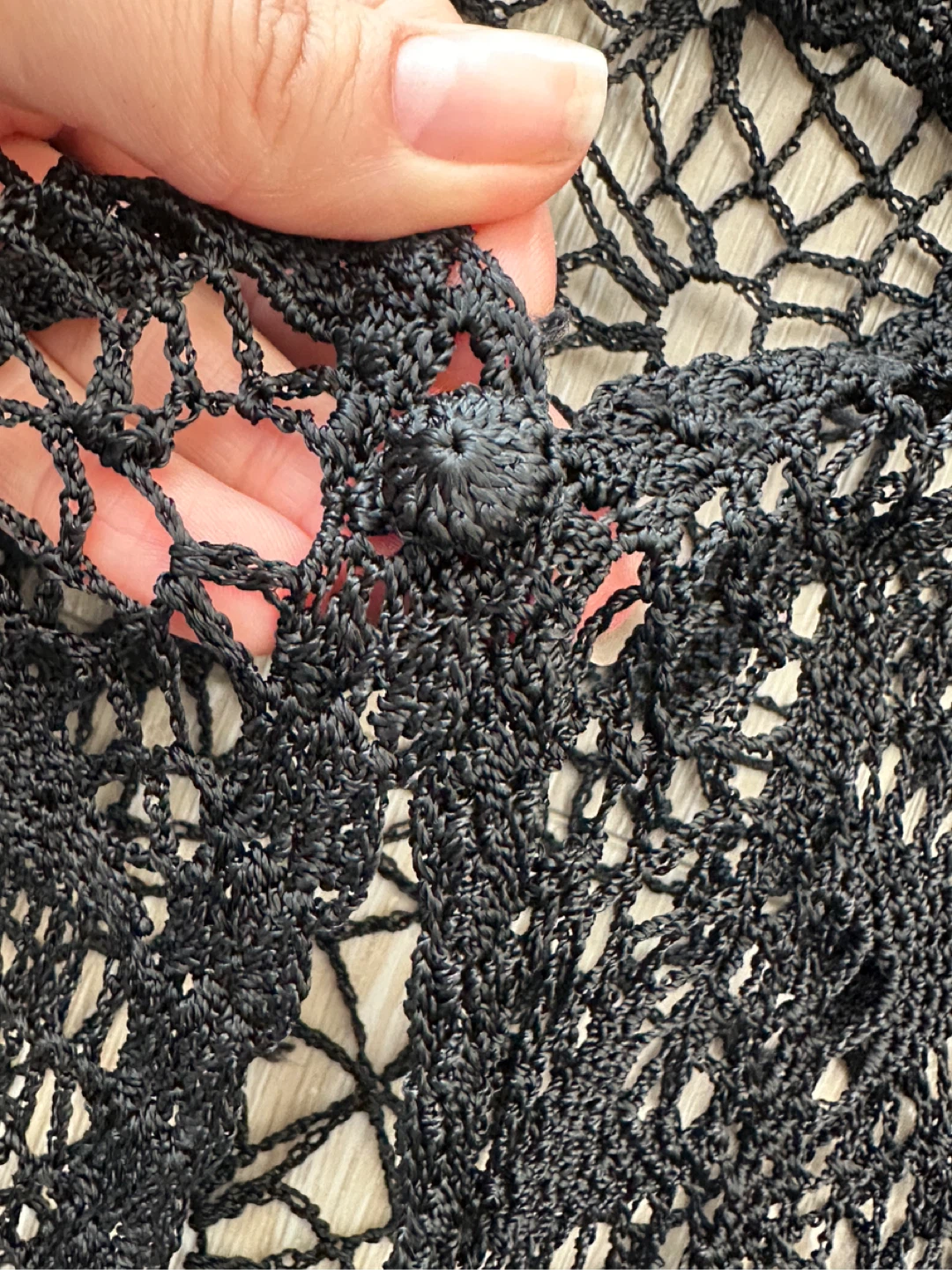 Vintage OLIVE Black Hand Crochet Cardigan - photo 5