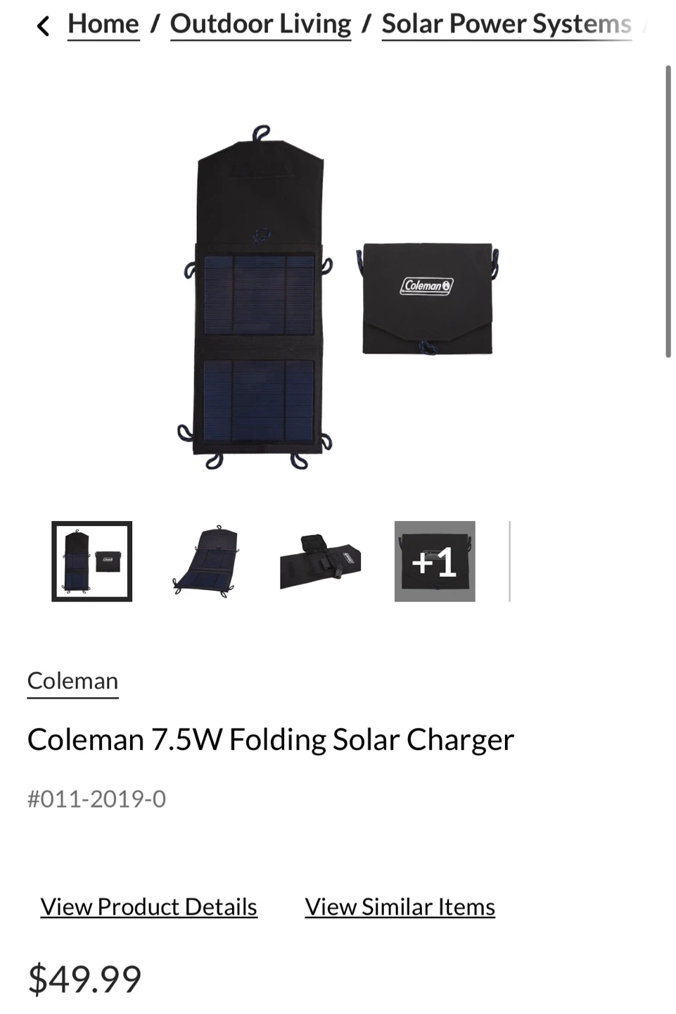 Coleman 7.5W Folding Solar Charger
