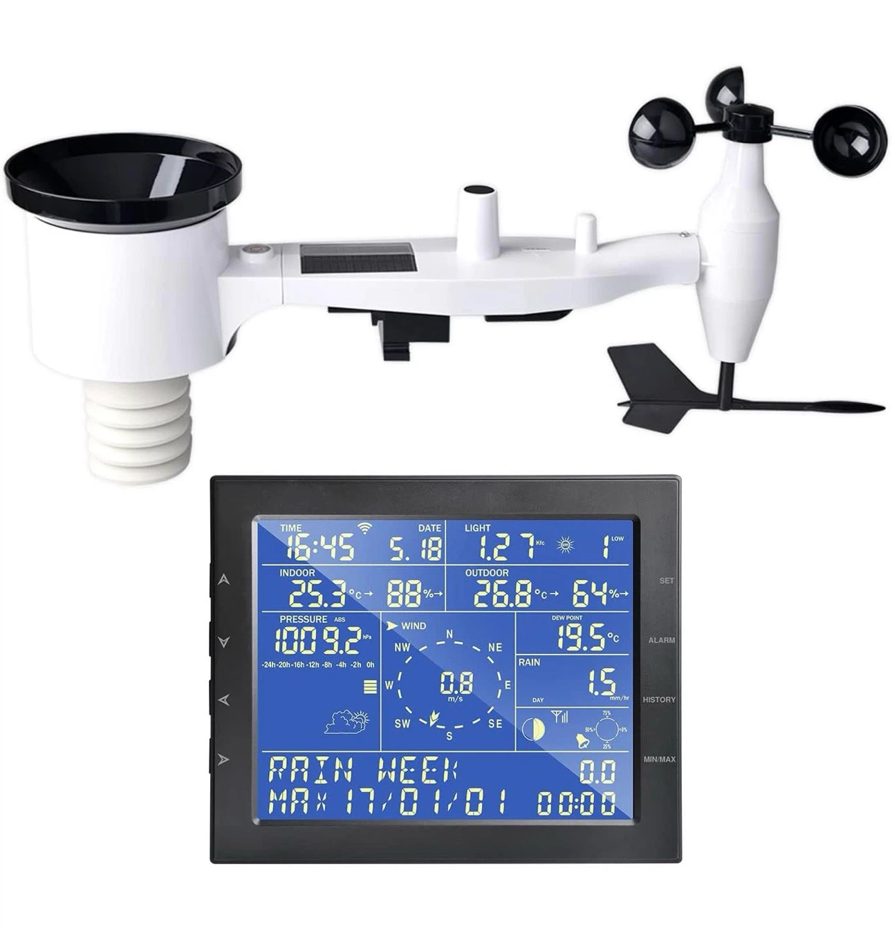 Professional Wifi Console Weather Station with LCD