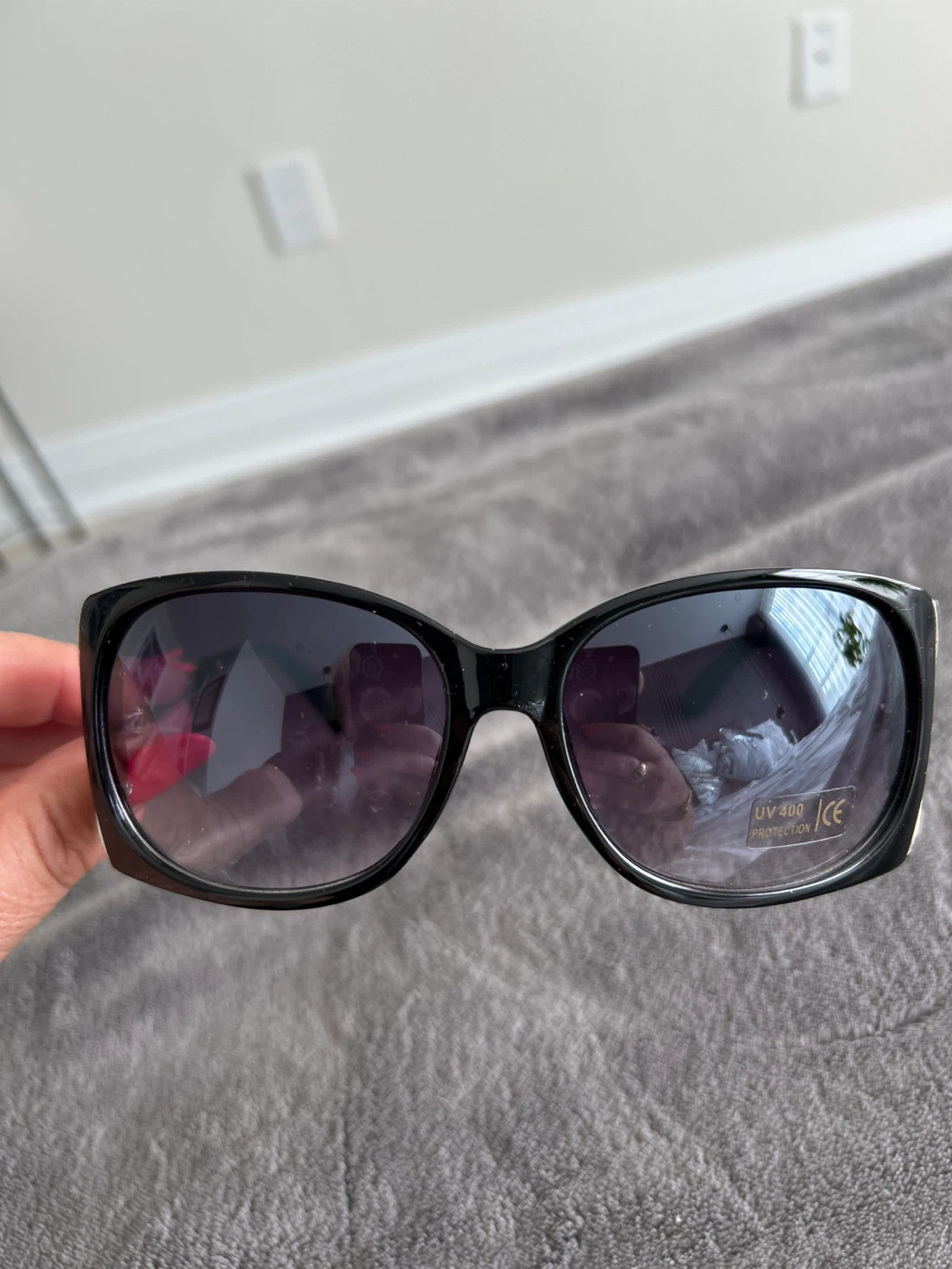 Black Sunglasses with Dragonfly Embellishment