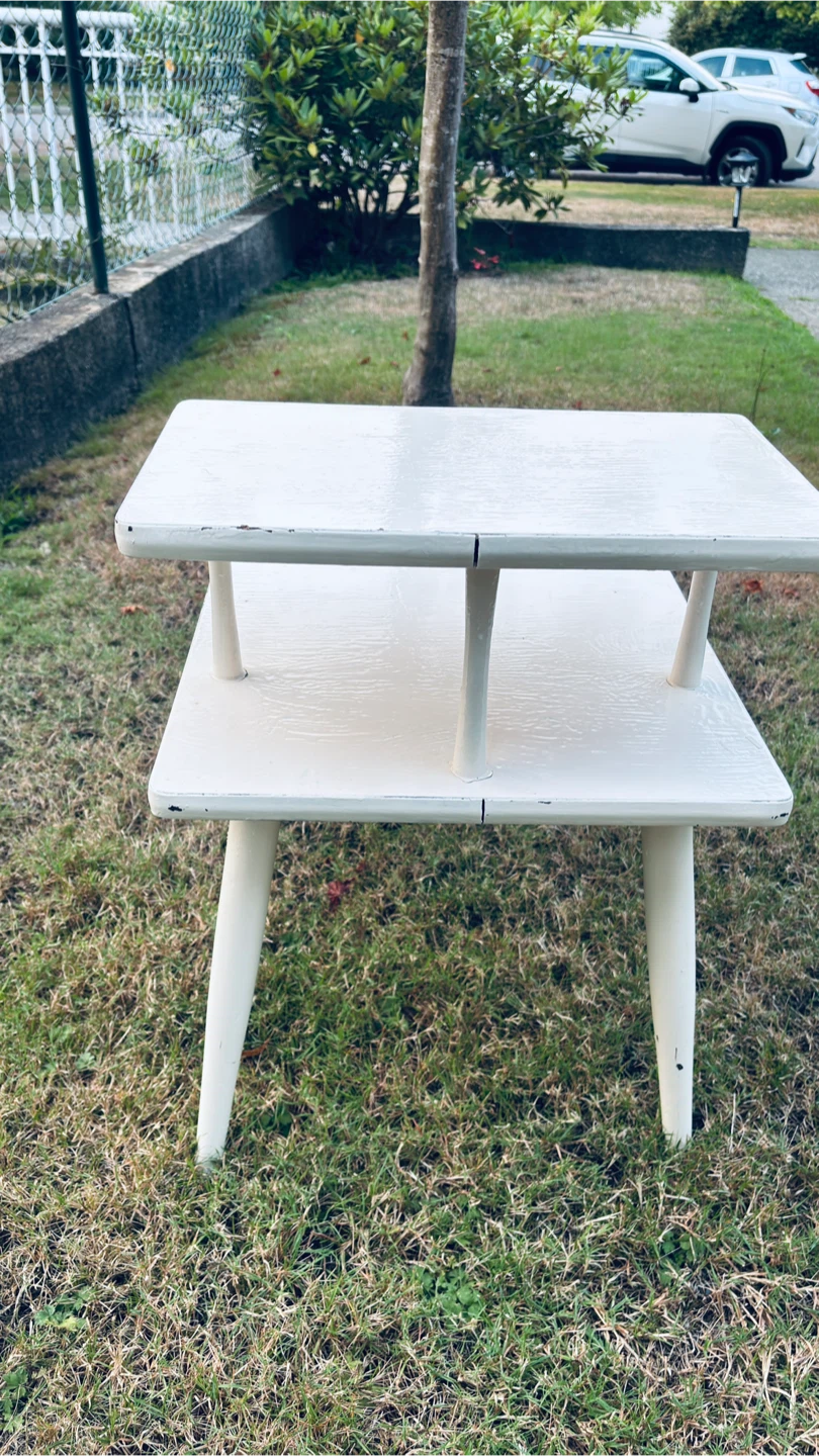 Mid-Century White Painted Two-Tiered Side Table - photo 2