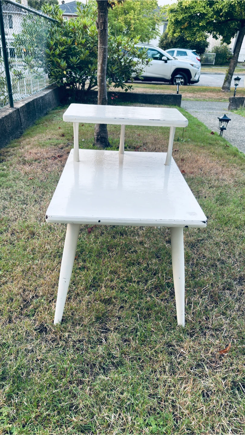 Mid-Century White Painted Two-Tiered Side Table - photo 4