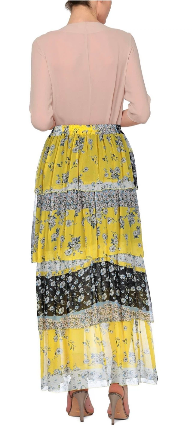 Tiered Floral Maxi Skirt Made in Italy