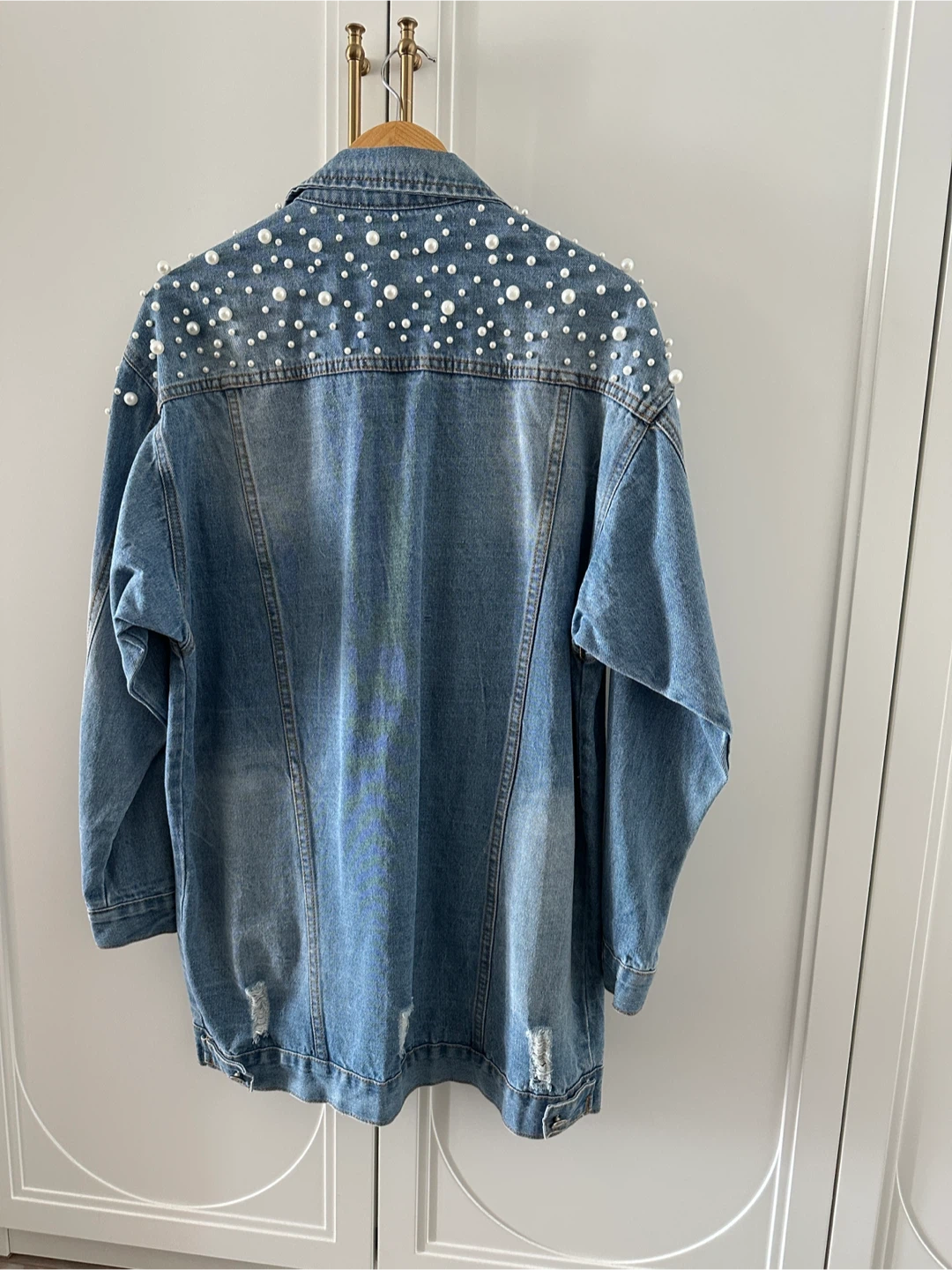 Pearl Embellished Denim Jacket S/M - photo 2