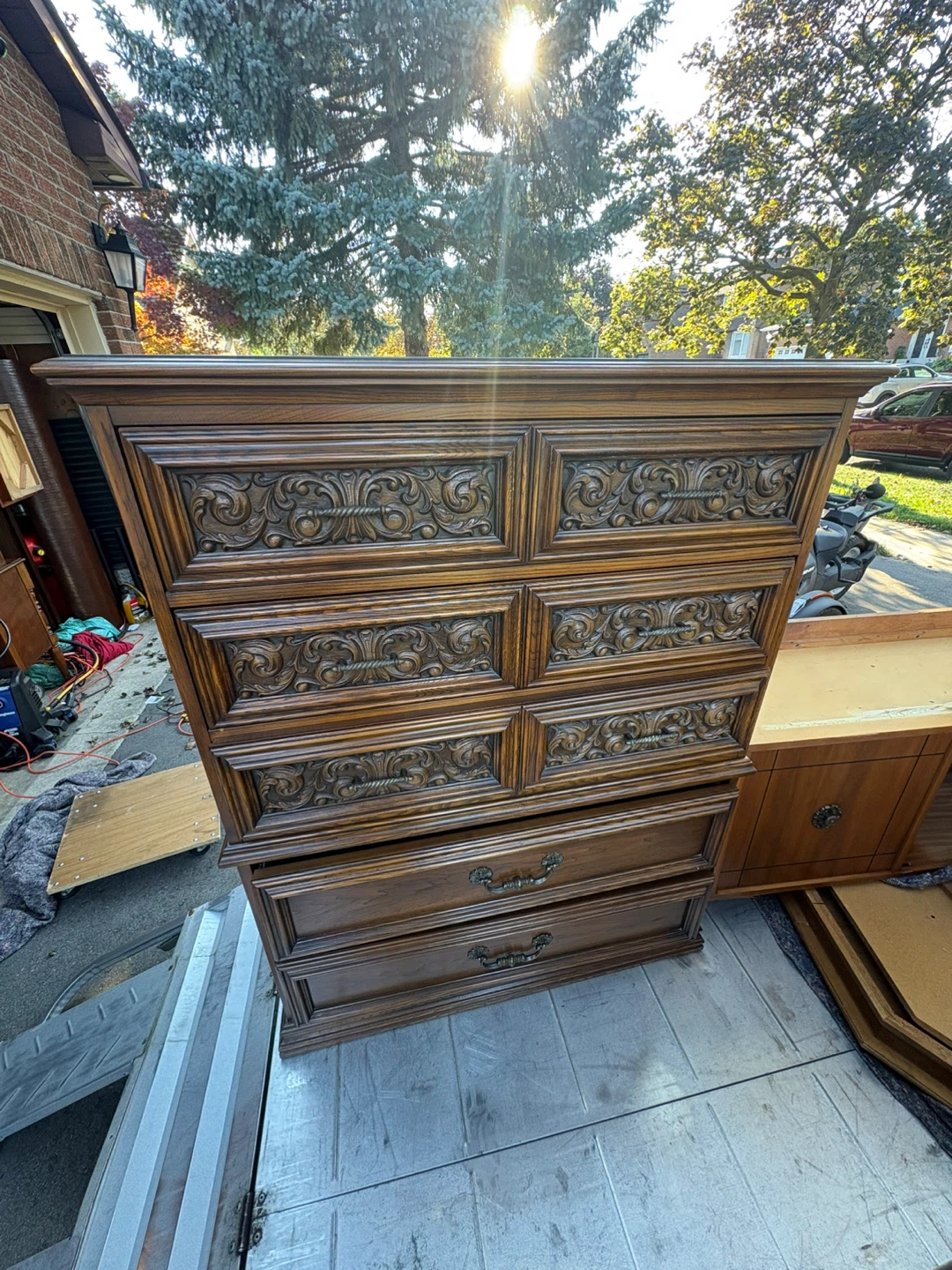 Wooden Nightstand with Carved Detailing - photo 2