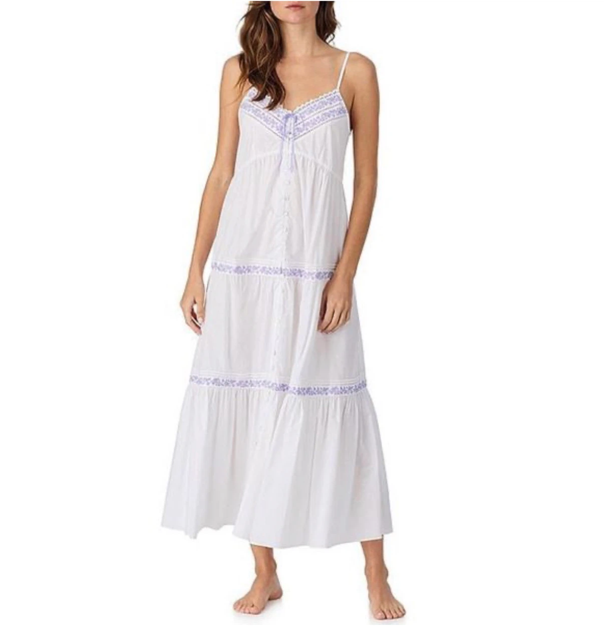 Eileen West White Floral Maxi Nightgown