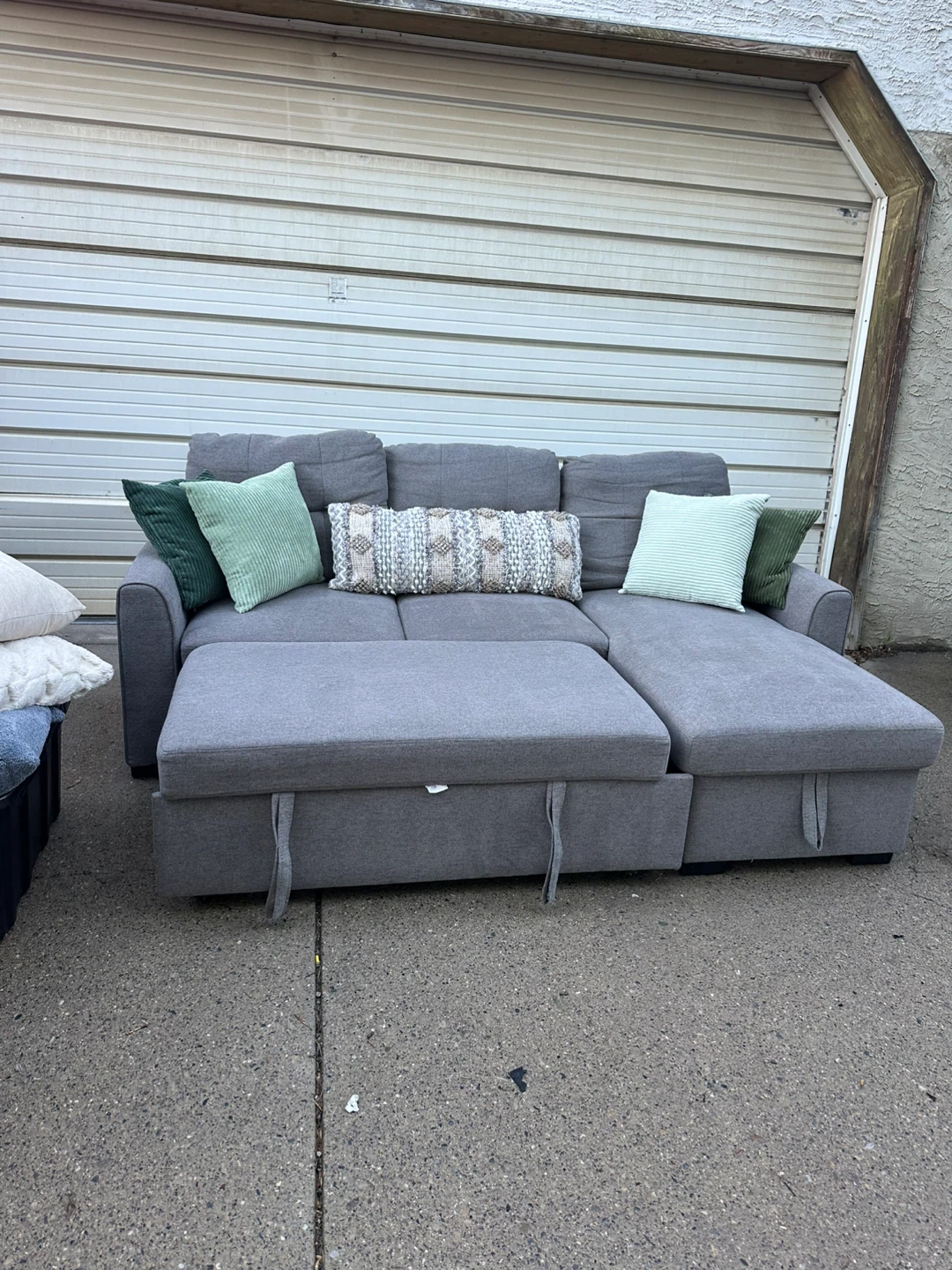 Grey Sectional Sofa w/ Storage Chaise & Pull-Out Bed - photo 5