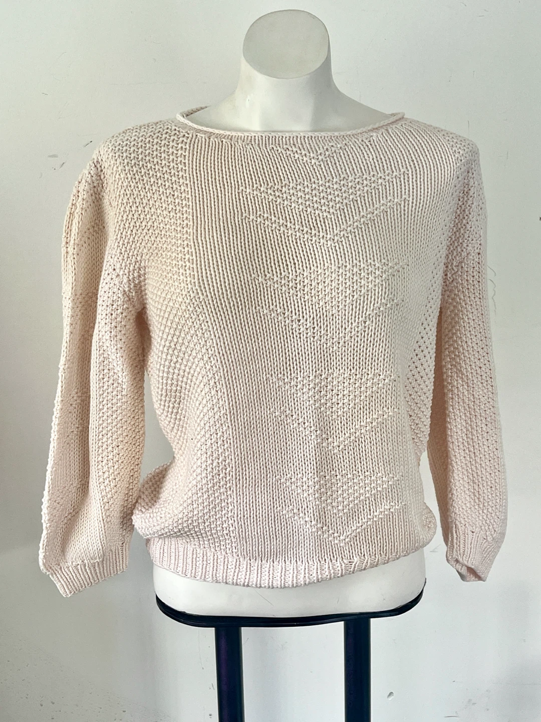 Hand knit Cream Sweater
