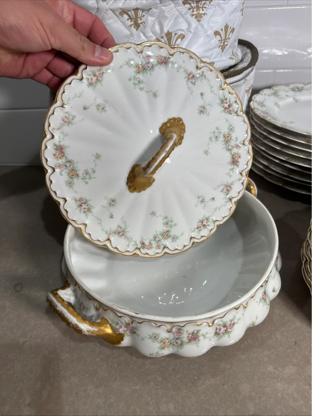 Vintage Floral Porcelain Dinner Plates Set - photo 5