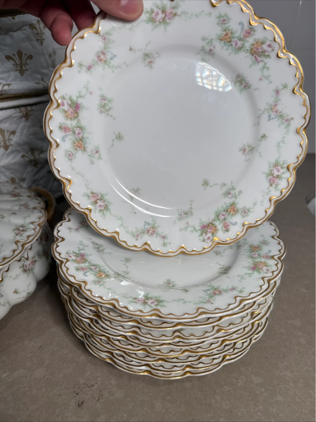 Vintage Floral Porcelain Dinner Plates Set - photo 3