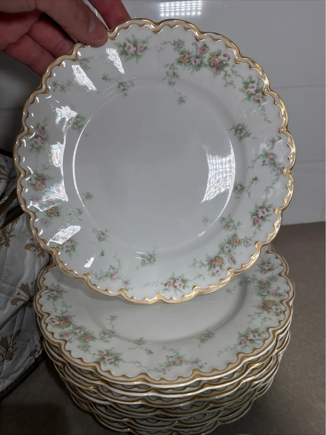 Vintage Floral Porcelain Dinner Plates Set - photo 4