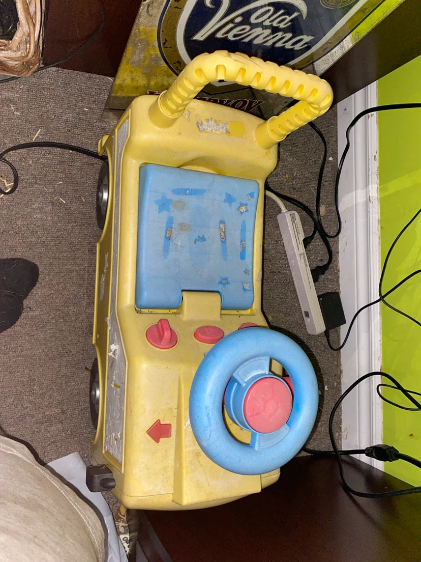 Yellow Ride-On Toy Car with Steering Wheel