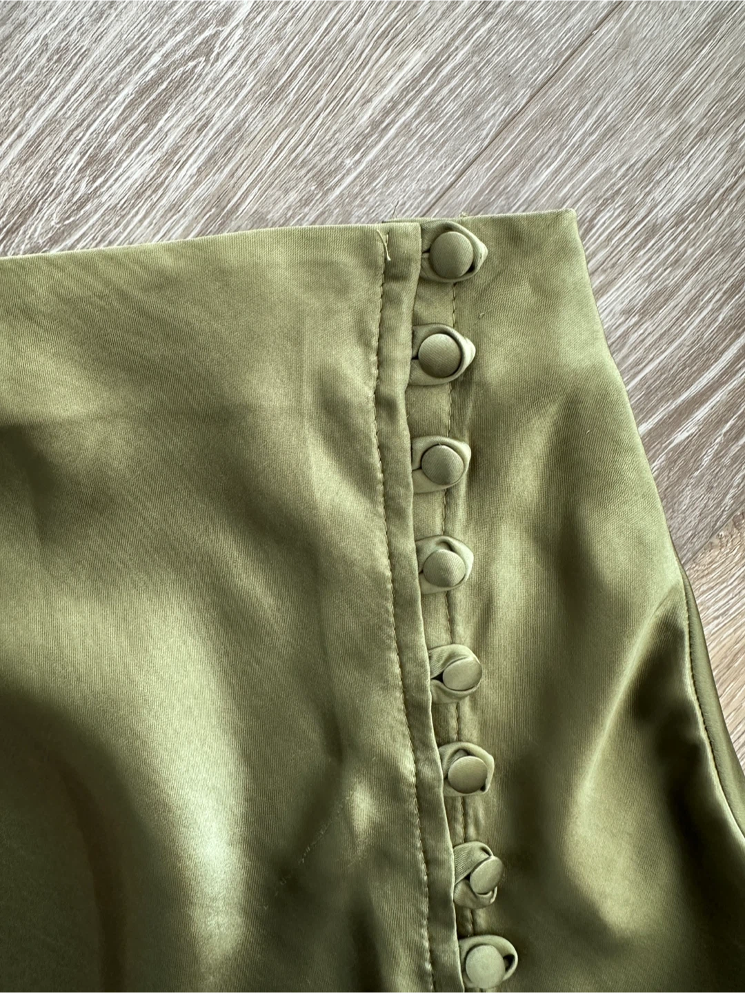 Green Satin Midi Skirt - Size S - photo 2