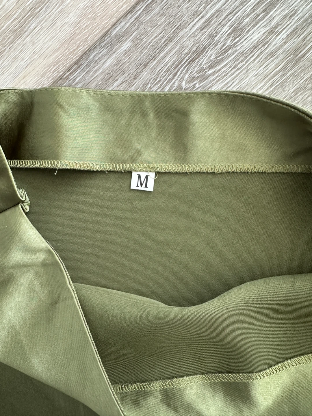 Green Satin Midi Skirt - Size S - photo 3