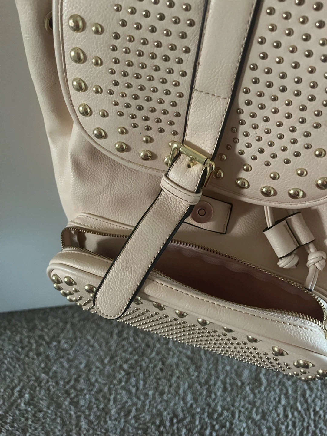 Studded Backpack - Beige - photo 5