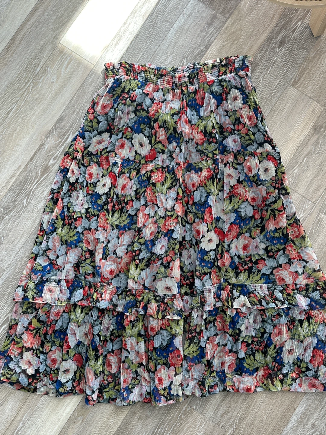 Anthropologie Floral Tiered Maxi Skirt XL
