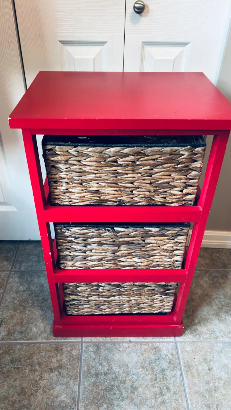 Red-painted Wicker Basket Storage - photo 2