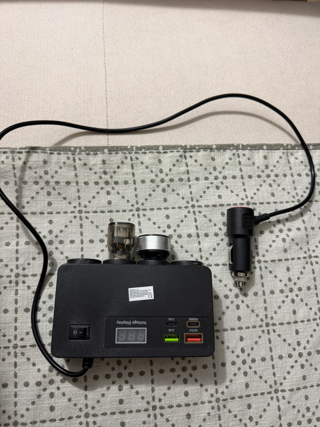 Car Charger Adapter with USB Ports and Voltage Display