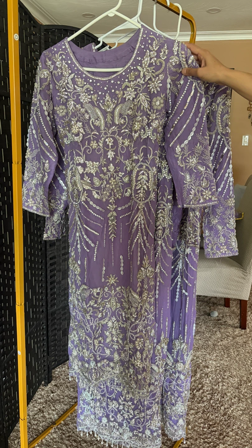 Purple Embroidered Kurti Palazzo Set - Adult - photo 2