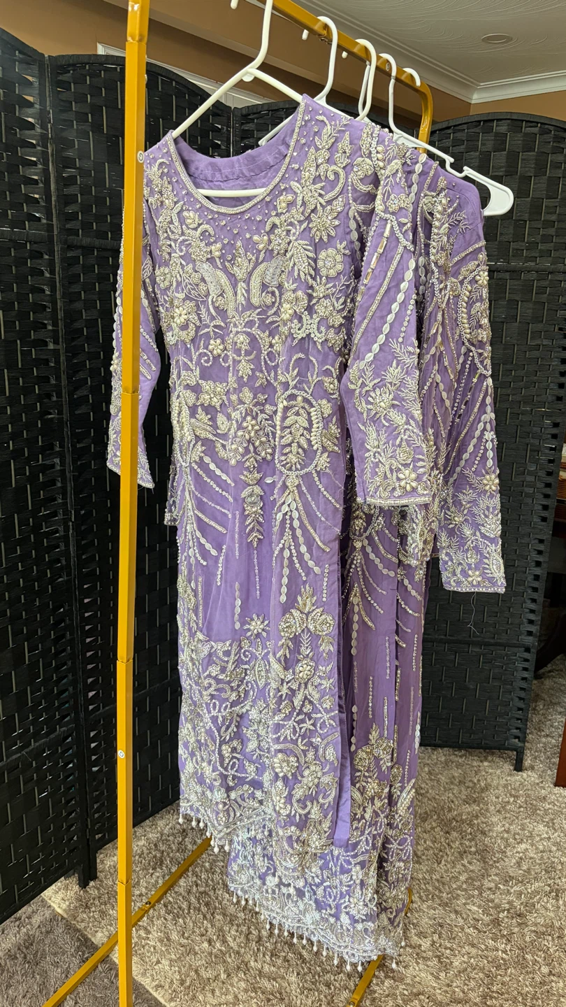 Purple Embroidered Kurti Palazzo Set - Adult - photo 4